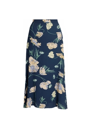 ERDEM floral-print A-line midi skirt - Blue