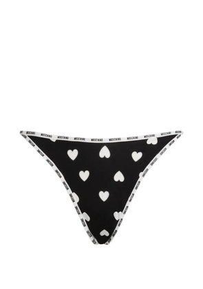 Moschino heart-print logo-trim thong - Black