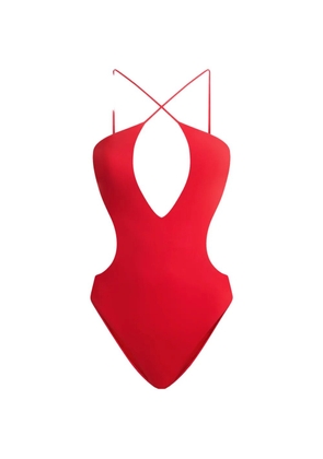 Moschino cut-out halterneck swimsuit - Red