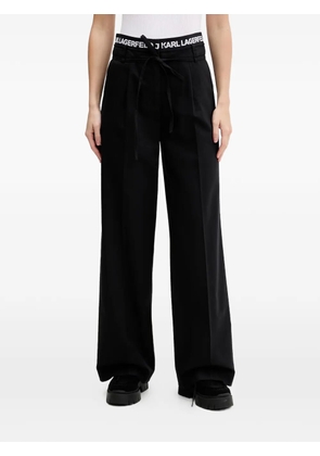 Karl Lagerfeld Jeans logo-waistband tie-fastening trousers - Black