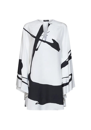 Kiton graphic-print ruffled blouse - White