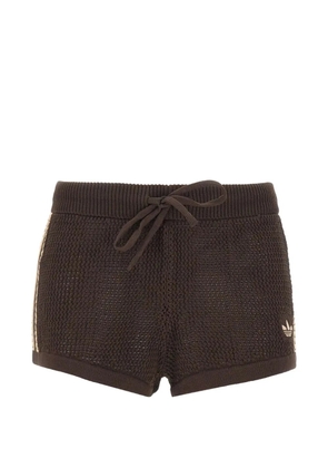 adidas crochet-knit side-stripe shorts - Brown