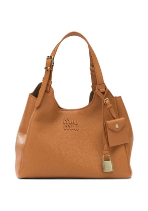 Miu Miu logo-embossed leather shoulder bag - Neutrals