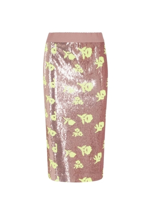 Essentiel Antwerp sequin-embellished floral-motif midi skirt - Pink