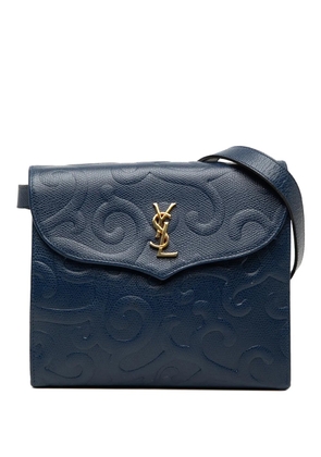 Saint Laurent Pre-Owned 20th Century Embossed Leather Arabesque crossbody bag - Blue