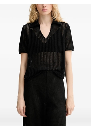 Marc O'Polo open-knit polo shirt - Black