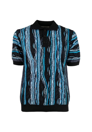LORENZONI abstract-knit polo shirt - Black