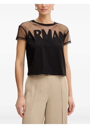Armani Exchange mesh-panel logo T-shirt - Black