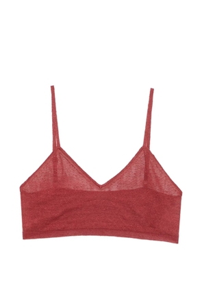 American Vintage sheer V-neck bralette - Red