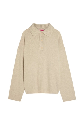The Elder Statesman ribbed-knit long-sleeve polo shirt - Neutrals