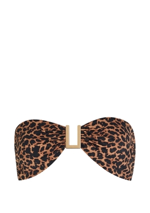 AWAY THAT DAY leopard-print ruched-detail bikini top - Neutrals
