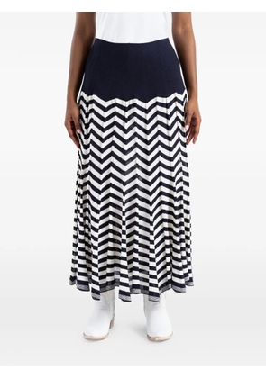 Junya Watanabe chevron-knit ribbed-waistband skirt - Blue