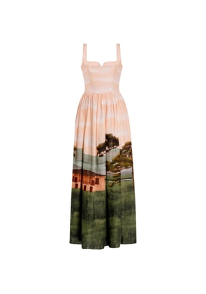 Agua By Agua Bendita Jaspe scenic-print maxi dress - Orange