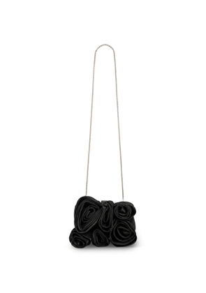 Gemy Maalouf floral-appliqué chain-strap clutch bag - Black