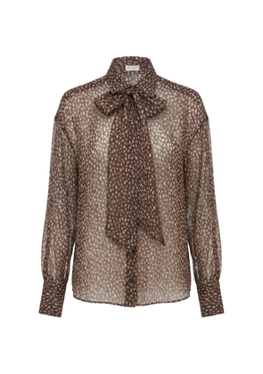 Brunello Cucinelli pussy-bow polka-dot blouse - Brown