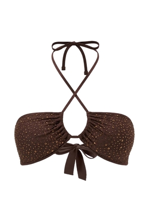GUESS USA crystal-embellished gathered bikini top - Brown