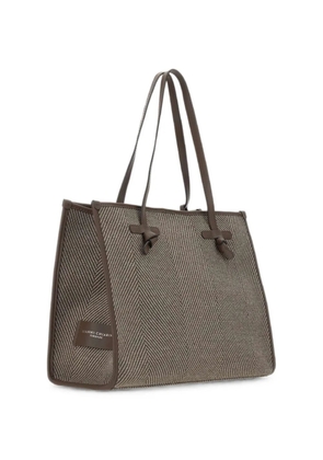 MARCELLA CLUB Marcella herringbone-pattern tote bag - Brown