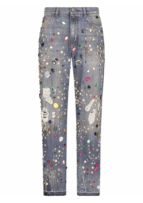 Dolce & Gabbana embellished straight-leg jeans - Blue