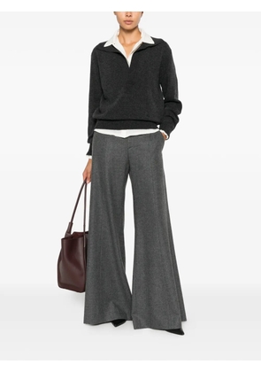 Brunello Cucinelli pressed-crease wide-leg wool trousers - Grey