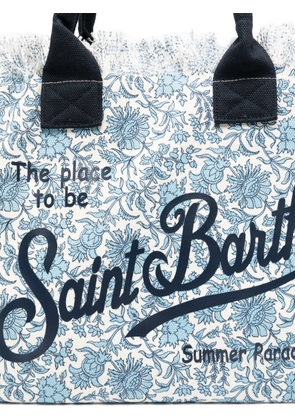 MC2 Saint Barth Vanity floral-print frayed cotton tote bag - Blue