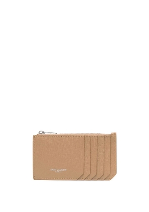 Saint Laurent Fragments zipped cardholder - Neutrals