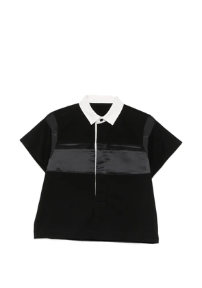 sacai ruffled-sleeve panelled polo top - Black