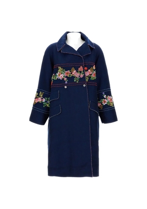 Pero embroidered double-breasted coat - Blue