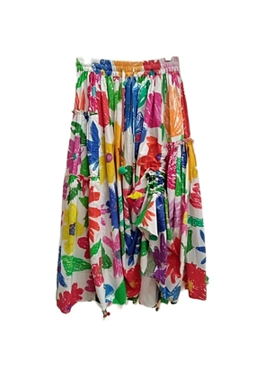 Pero floral-print tiered skirt - White