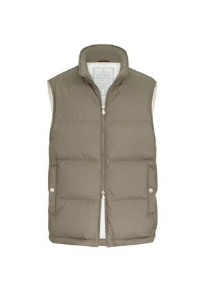 Brunello Cucinelli lightweight techno-fabric down vest with packable hood - Green