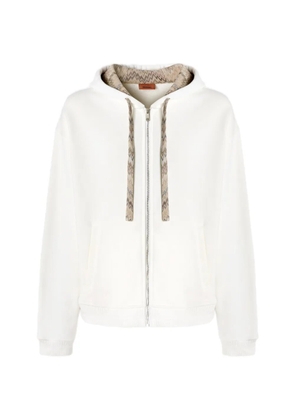 Missoni Zigzag-knit drawstring hoodie - Neutrals