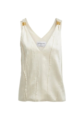 Brandon Maxwell crinkled-pleat tank top - Neutrals