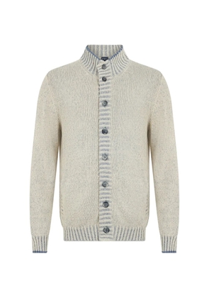Fedeli button-up ribbed-trim cardigan - Neutrals