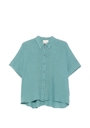 MOMONÌ Elafonissi short-sleeve button-down linen shirt - Blue