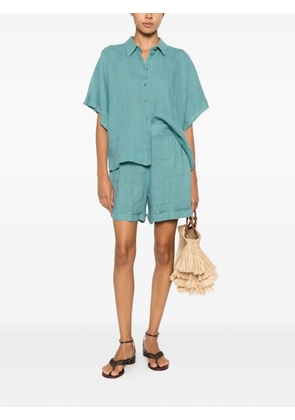 MOMONÌ Elafonissi short-sleeve button-down linen shirt - Blue