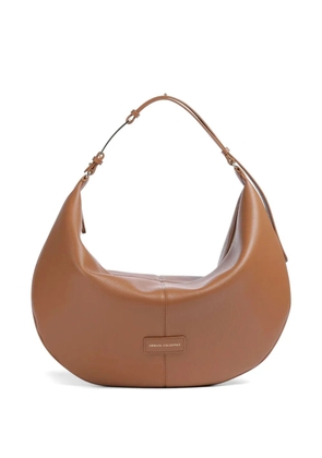 Armani Exchange Polly logo-plaque curved tote bag - Brown