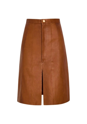 Skiim Alexandra lace-up leather midi skirt - Brown
