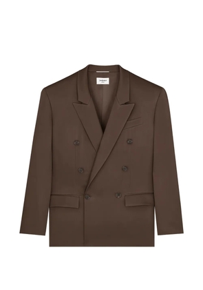 Saint Laurent double-breasted silk blazer - Brown