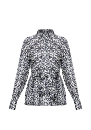 Max Mara monogram-print tie-waist blouse - White