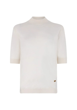 Roberto Cavalli logo-plaque mock-neck T-shirt - White