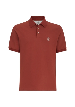 Brunello Cucinelli cotton-piqué polo shirt with logo - Orange