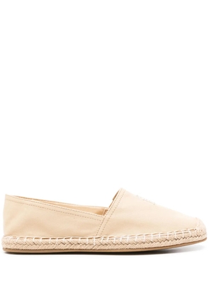 Tommy Hilfiger logo-embroidered cotton espadrilles - Neutrals