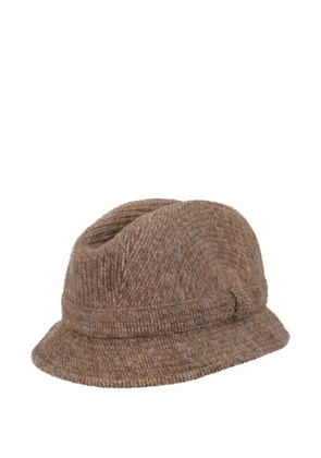 Borsalino Vintage ribbed-knit fedora hat - Brown