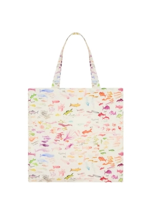 Vilebrequin x Fabrice Hyber fish-print linen beach bag - Neutrals