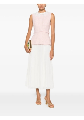 Self-Portrait lace-collar bouclé midi dress - White