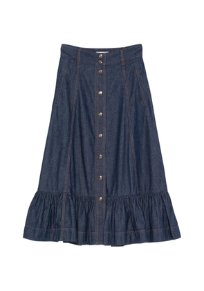 ZIMMERMANN Aster ruffled denim maxi skirt - Blue