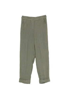 ZANETTI elasticated-waistband turned-up cuffs trousers - Green