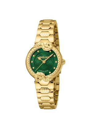 Roberto Cavalli x Frank Muller Snake Core hexagonal-link 28mm watch - Green