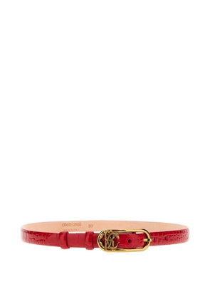 Roberto Cavalli crocodile-effect RC monogram belt - Red