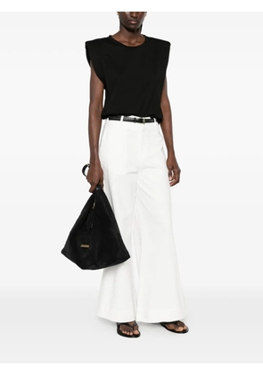 Weili Zheng padded-shoulder sleeveless cotton T-shirt - Black