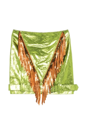 JEREMY SCOTT Pre-Owned 2010s fringed mini skirt - Green